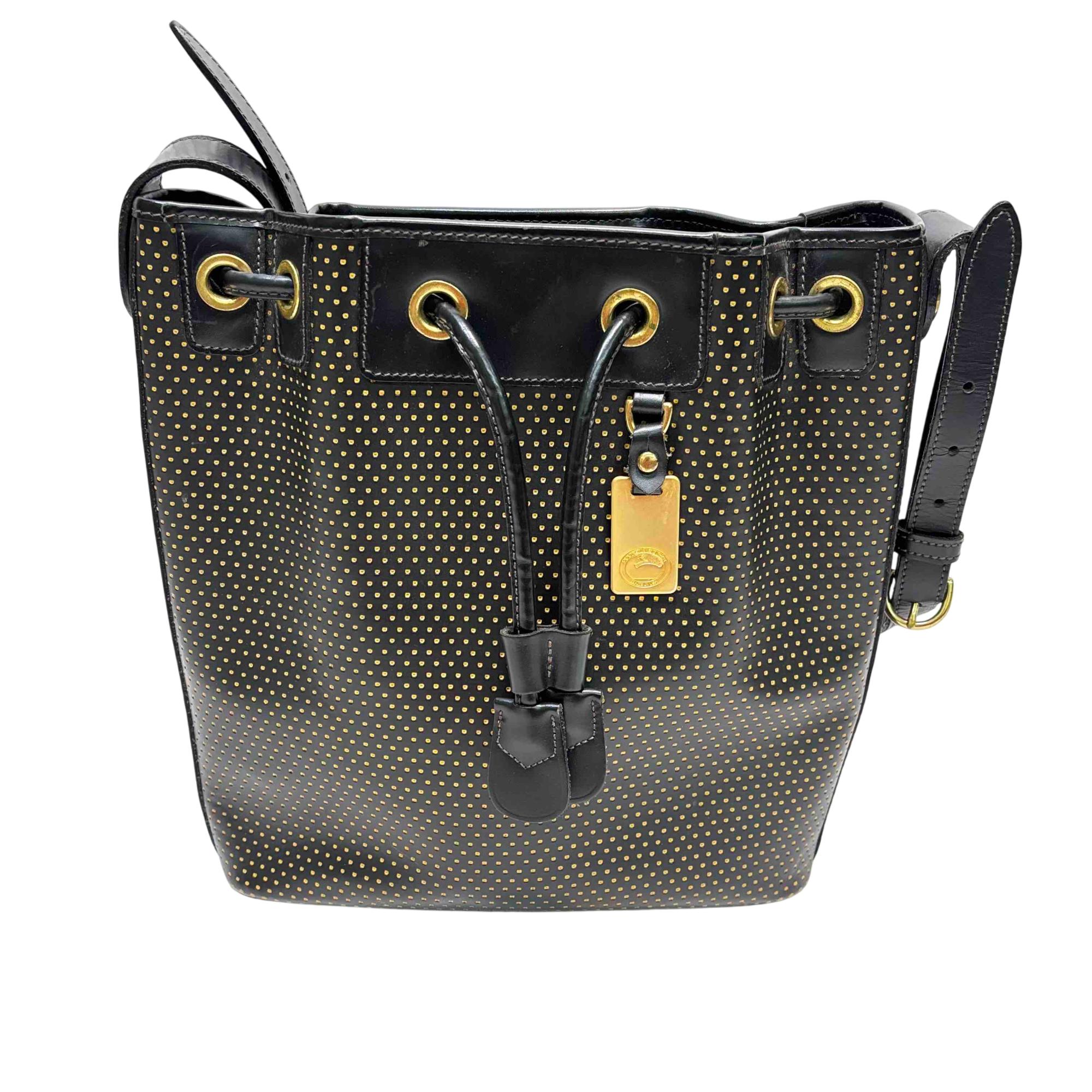 Dooney & Bourke Cabriolet Black/Gold Polka Dot Leather 