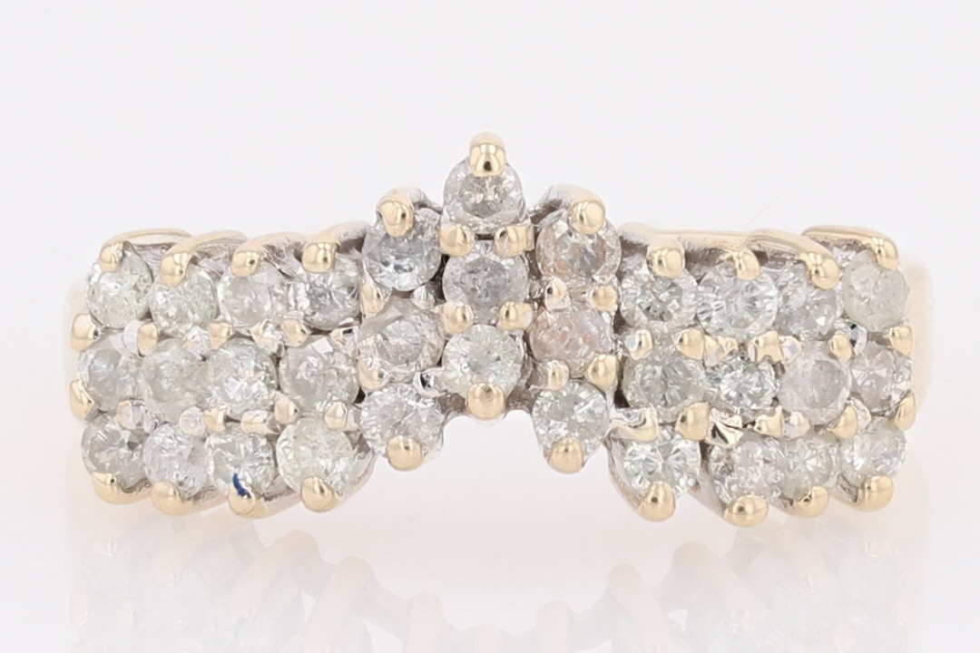 1.00ctw Round Cut Diamond Cluster Statement Ring 14k Yellow Gold Size 8