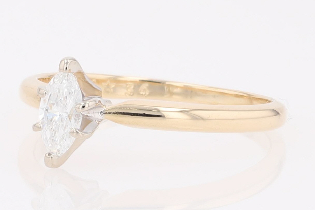 .34ct Marquise Cut Diamond Solitaire Engagement Ring 14k Yellow Gold ...