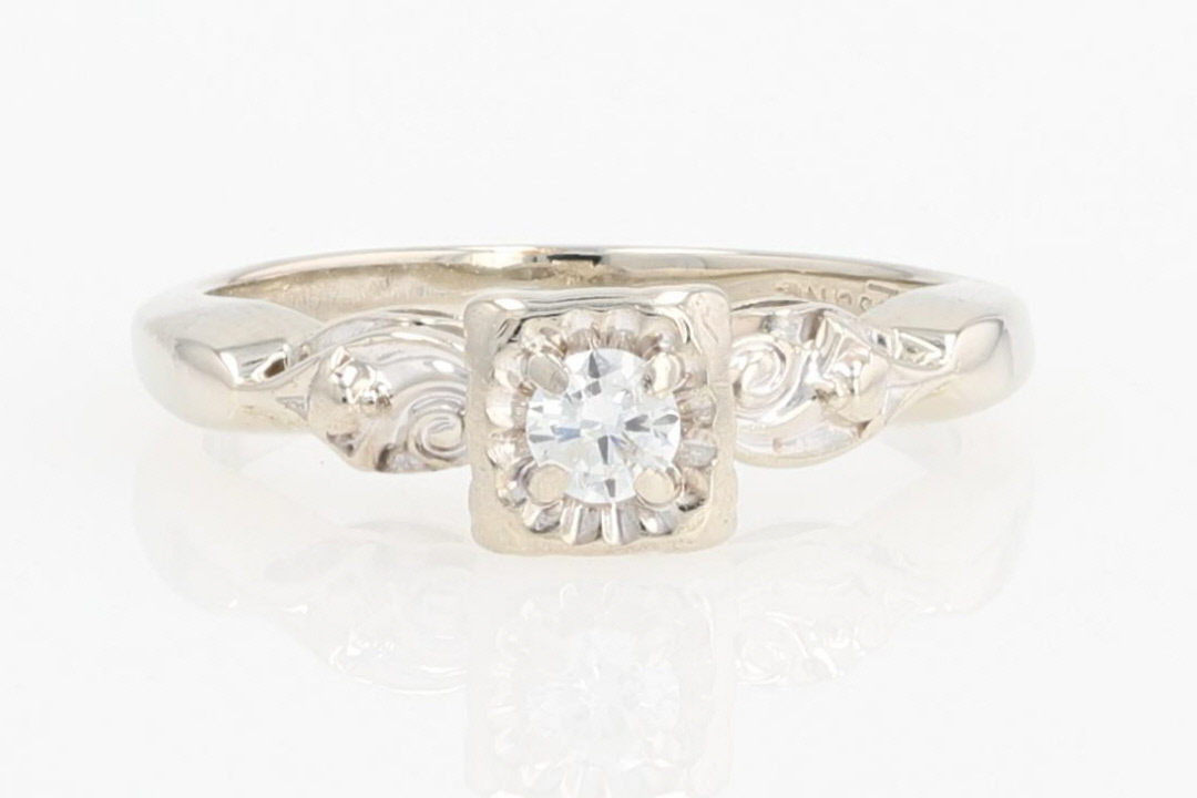 .12ct Round Cut Diamond Solitaire Engagement Ring 14k White Gold Size 5.25