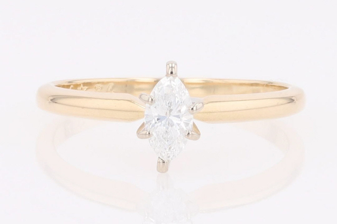 .34ct Marquise Cut Diamond Solitaire Engagement Ring 14k Yellow Gold ...