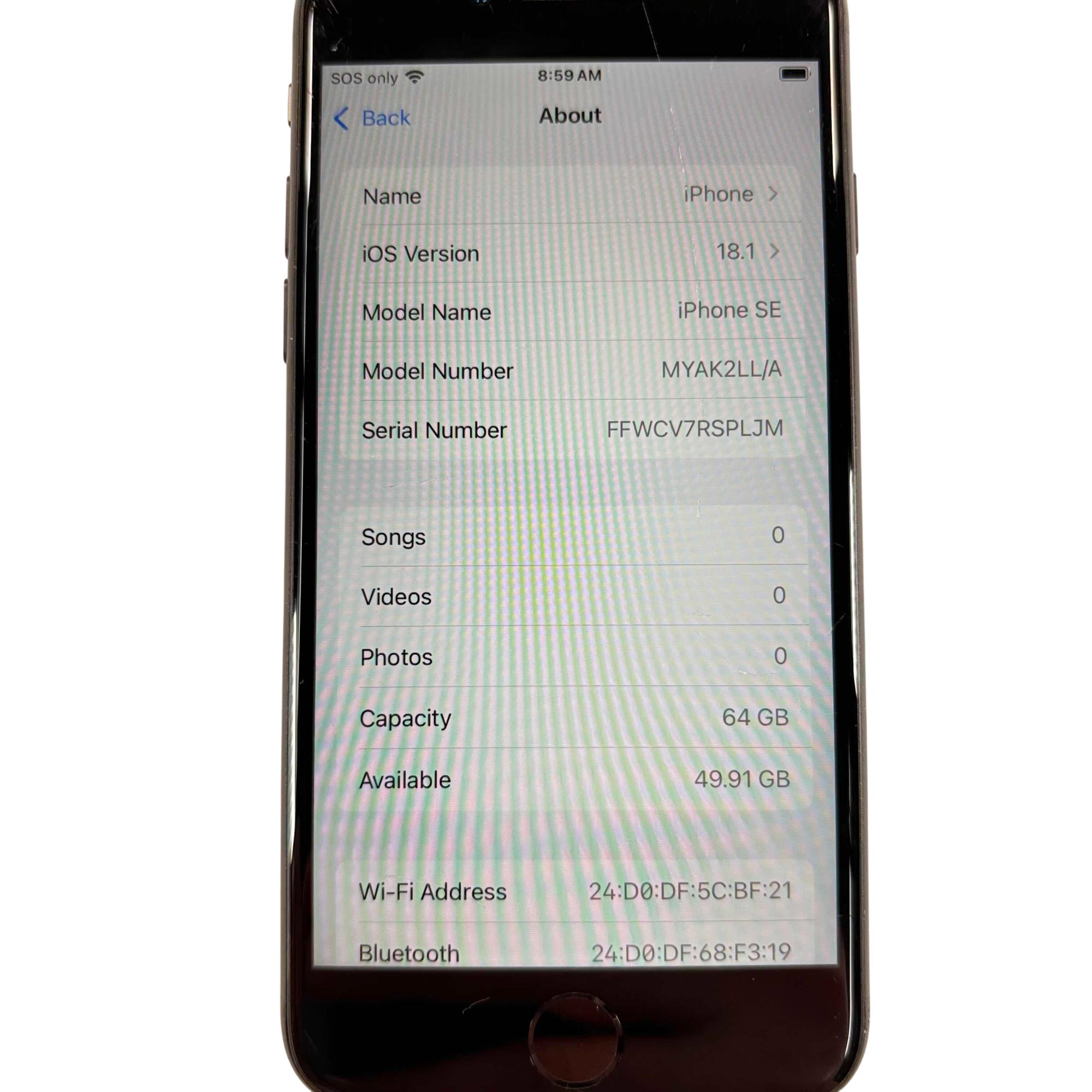 Apple iPhone SE 2nd Gen MYAK2LL/A A2275 4.7-Inch LCD 64GB