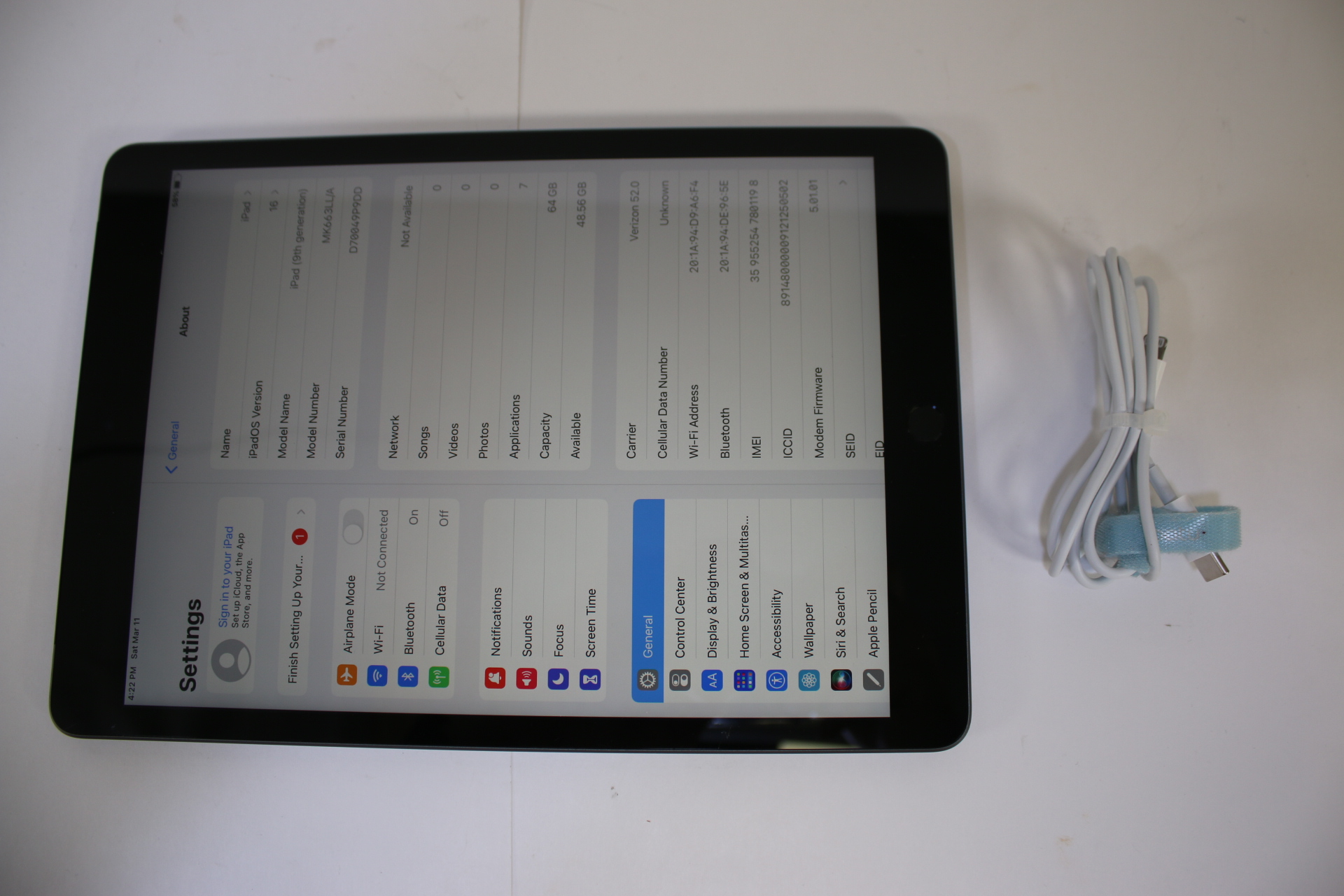 Apple MK663LL/A Gray 10.2 iPad 9th Gen 64GB Tablet P9DD Unlocked /Wi-Fi ...
