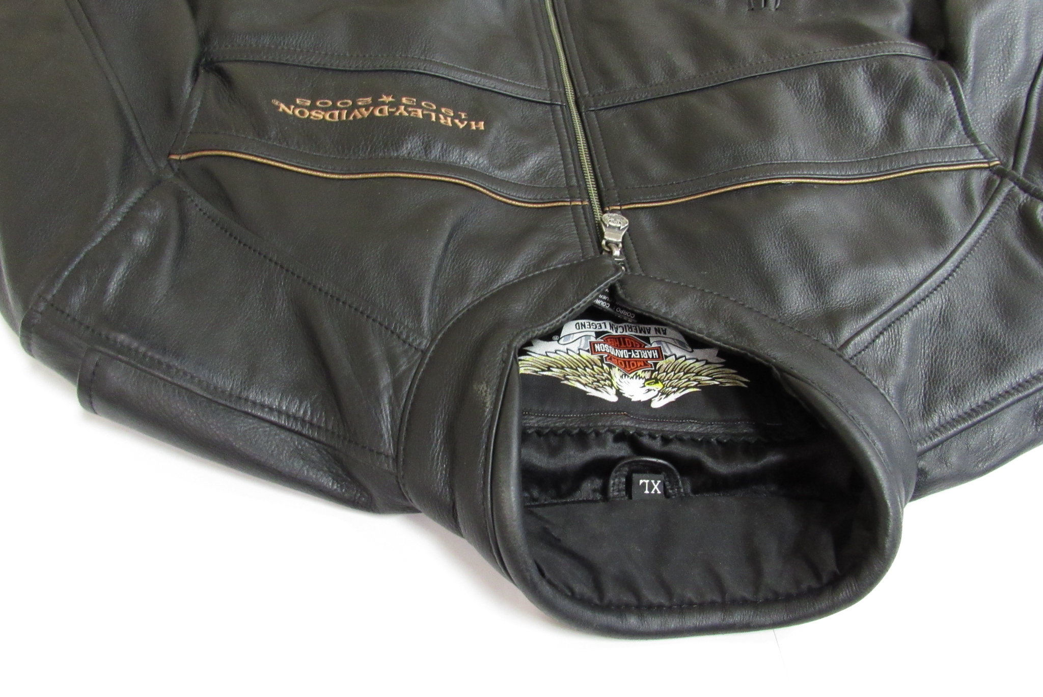 Harley-Davidson ブラック レザージャケット XL Harley-Davidson 97105-08VM 105 Years 1903-2008 Men's Size XL