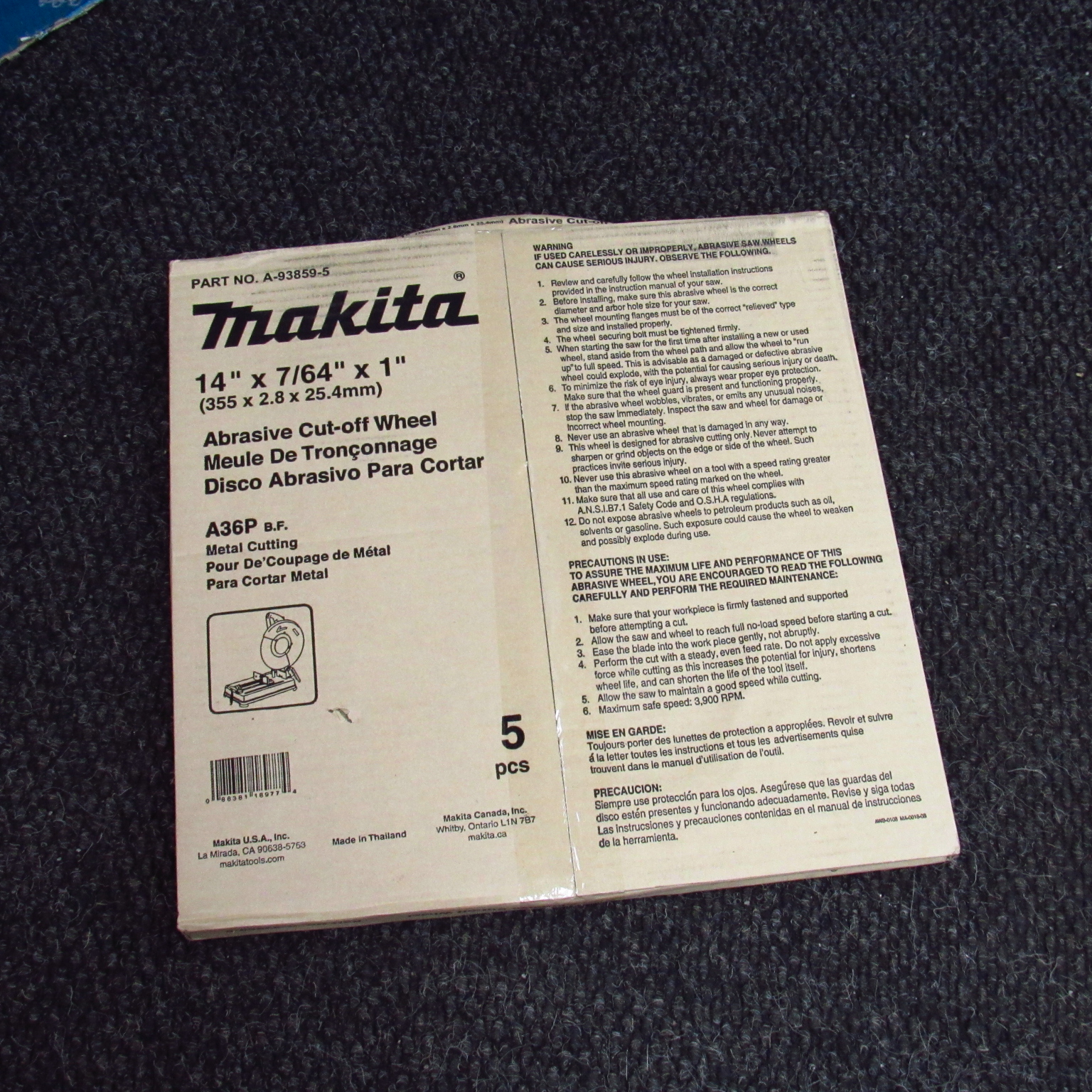 Makita Ex Display LW1401S 355mm (14") Portable Abrasive Cut Off Saw