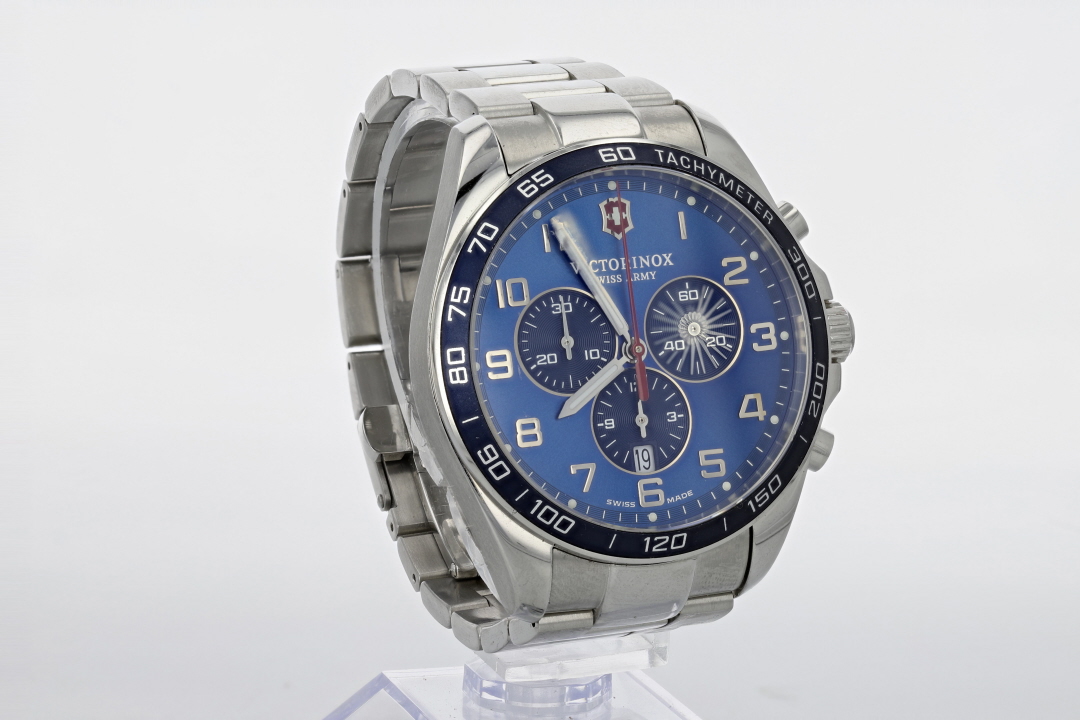 Victorinox Fieldforce Classic Blue Dial Chronograph Stainless Steel Mens Watch 4027