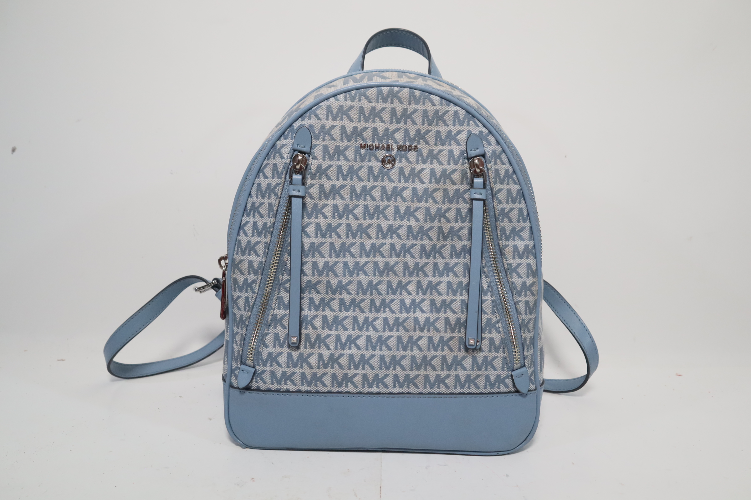 Michael Kors Blue and Gray Backpack MICHAEL Michael Kors Rhea Small Leather Backpack in Blue | Lyst main image 4