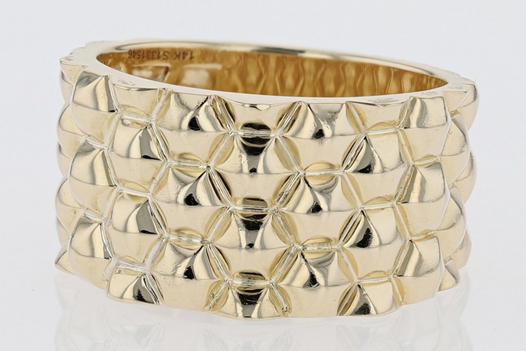 Gabriel & Co. Ridged Statement Band Ring 14k Yellow Gold 9.29 Grams