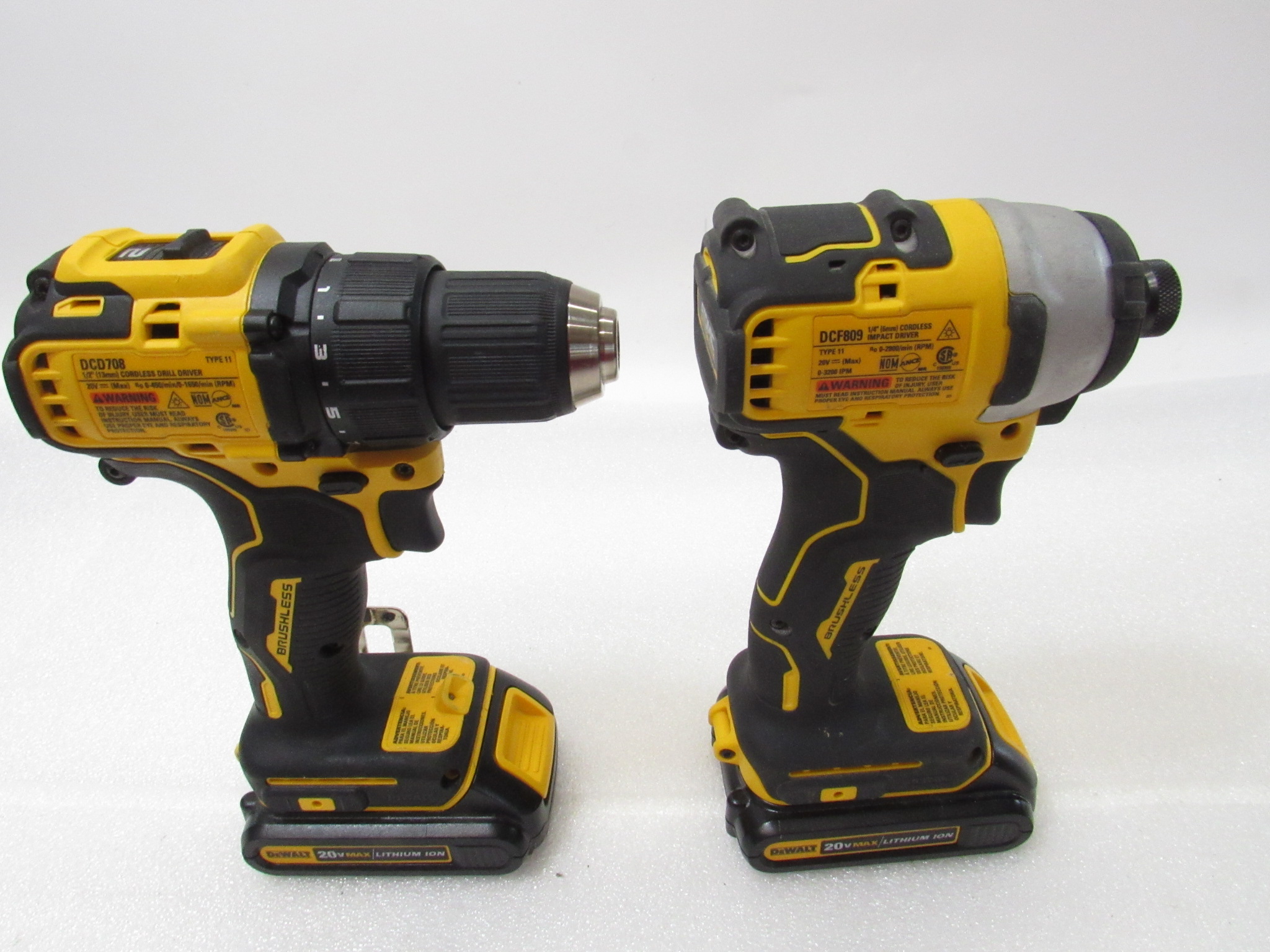 DeWalt DCD708 1/2" 20V Impact Driver DCF809 1/4" 20V Driver