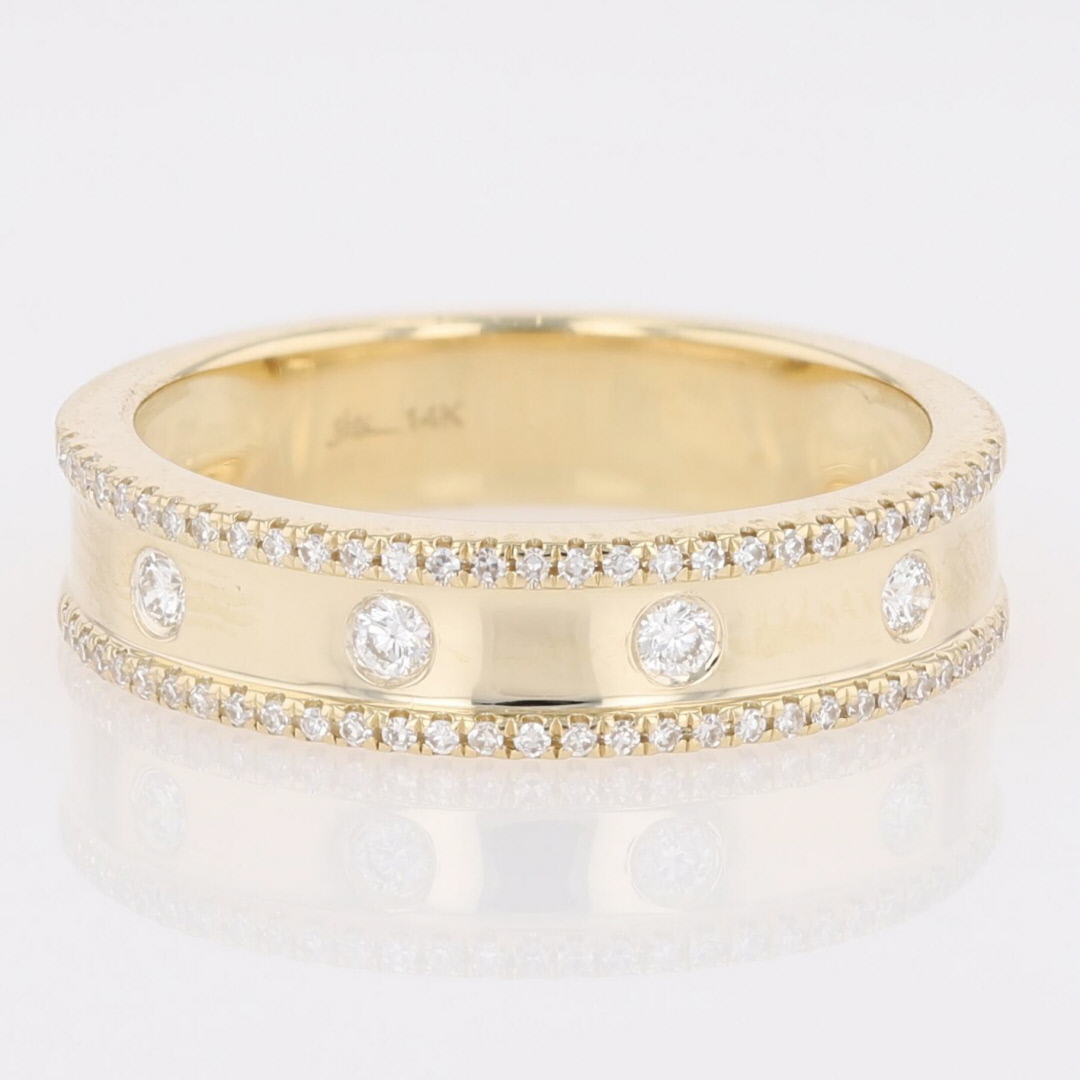 .19ctw Round Cut Diamond Bezel Set Wedding Band Ring 14k Yellow Gold Size 7