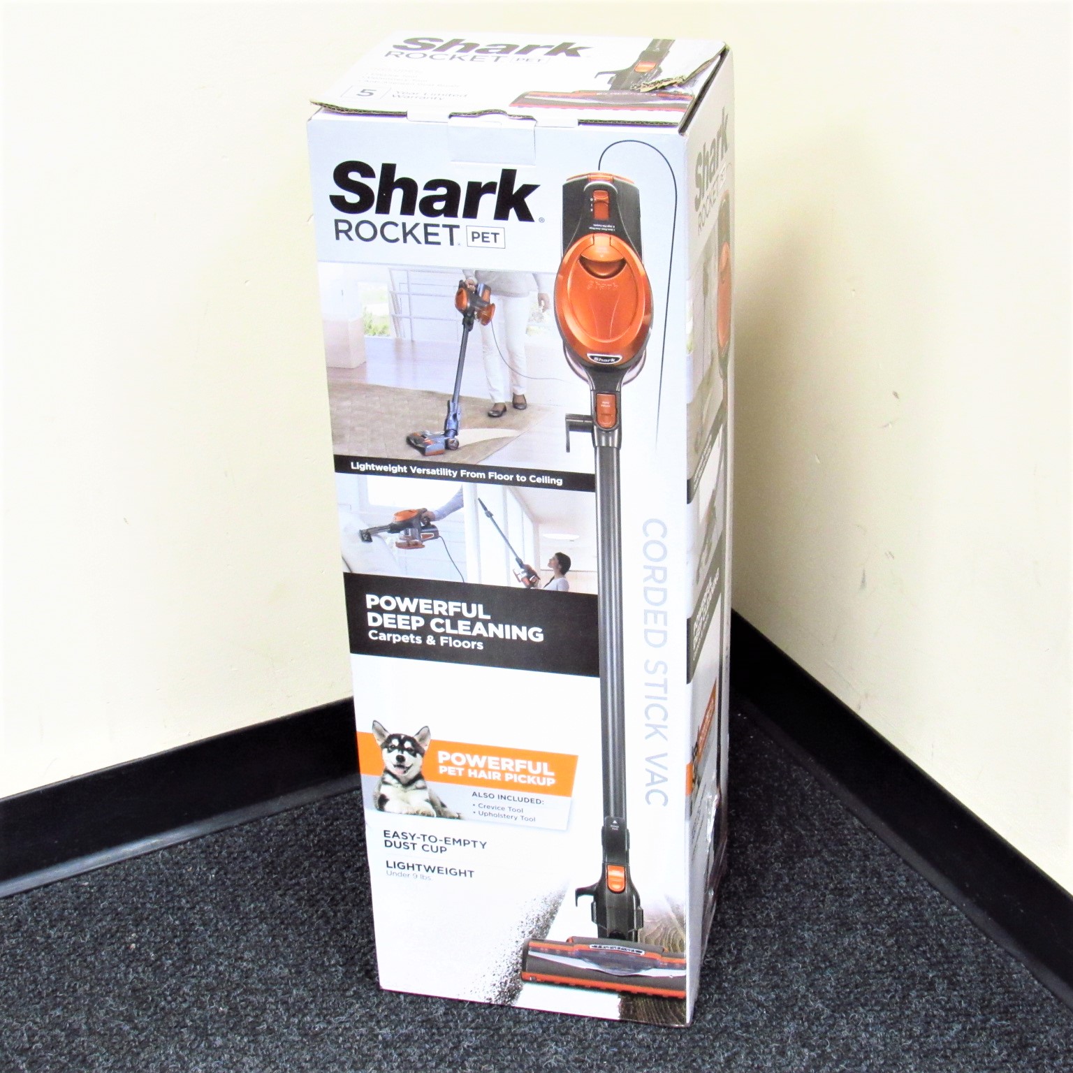 Shark Rocket Pet Corded Stick Vacuum Cleaner HV301 - Orange Gray