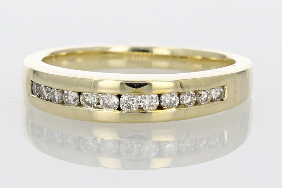 .18ctw Round Cut Diamond Channel-Set Wedding Band Ring 10k Yellow Gold ...
