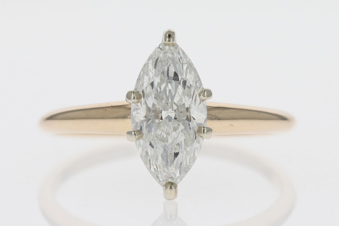 1.51ct Marquise Cut Diamond Solitaire Engagement Ring 14k Yellow Gold ...