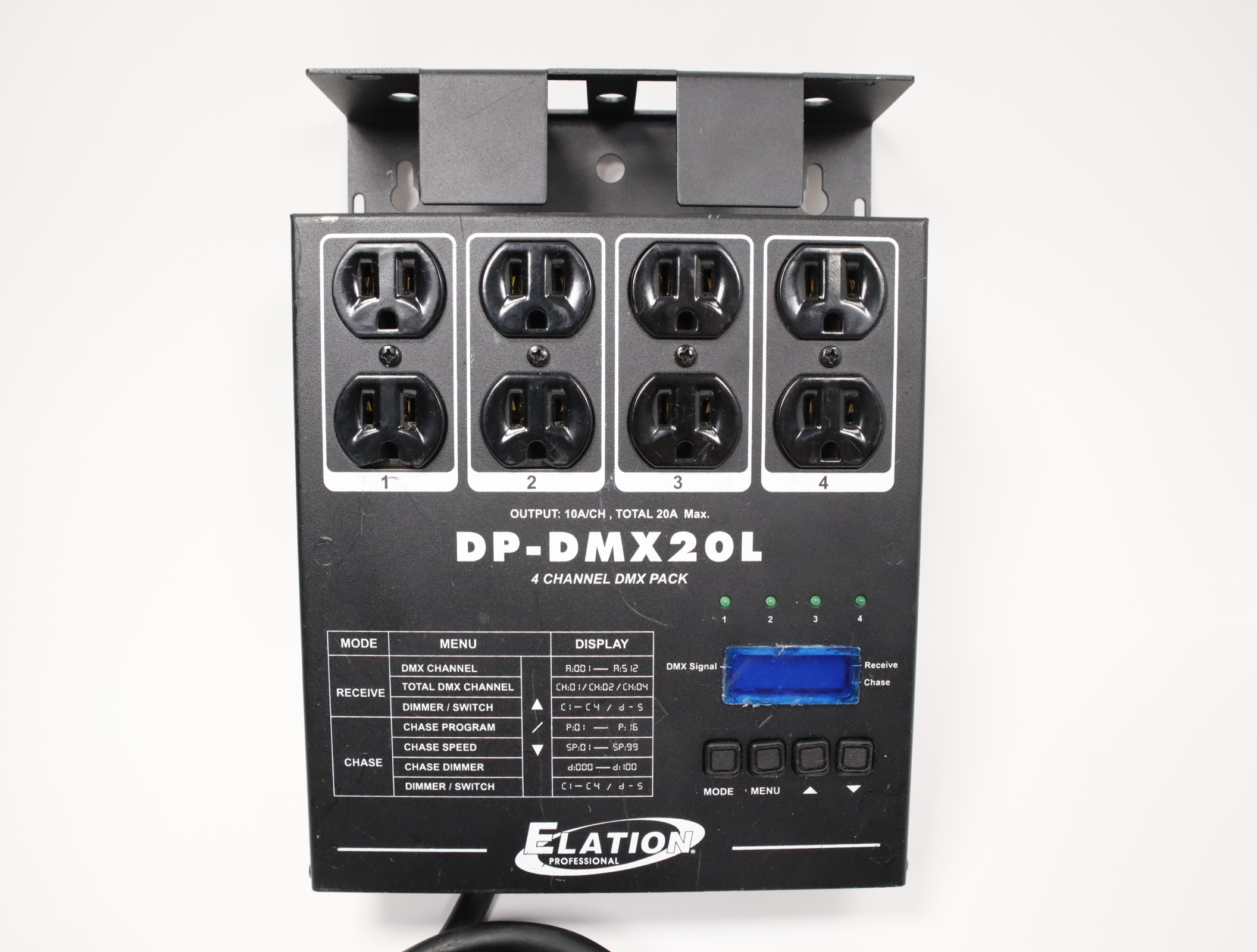 Elation DP-DMX20L 4-channel DMX Dimmer/Switch Pack 20 Amp Max 5556