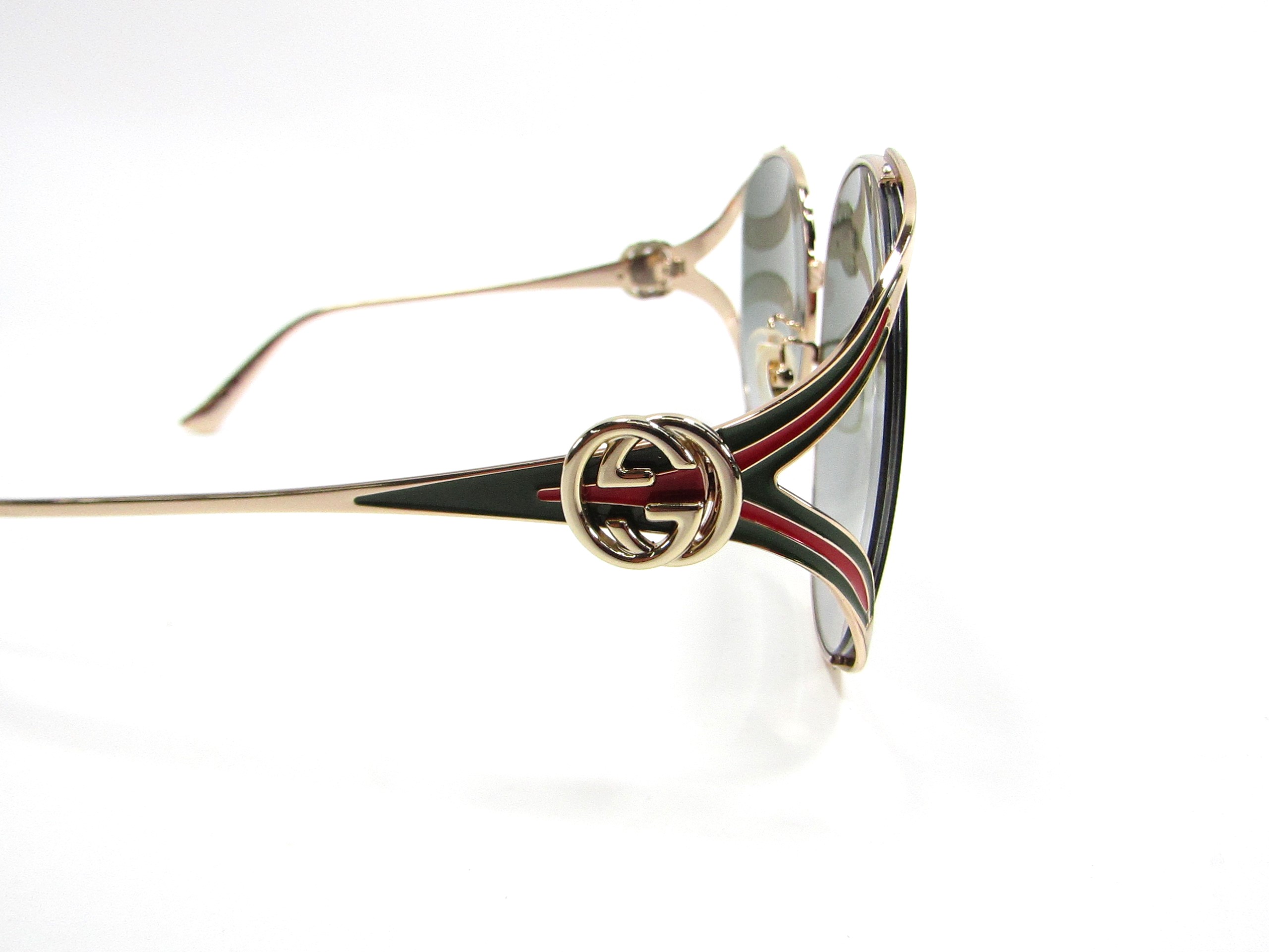Gucci GG0225S-001-63 Rectangular Sunglasses, Gold Amazon.com: Gucci GG0225S GG Interlocking Logo Square-Shaped  main image 3