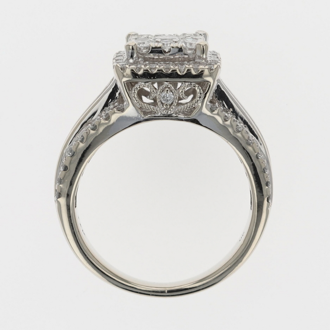 1.25ctw Round Cut Diamond Cluster Halo Engagement Ring 14k