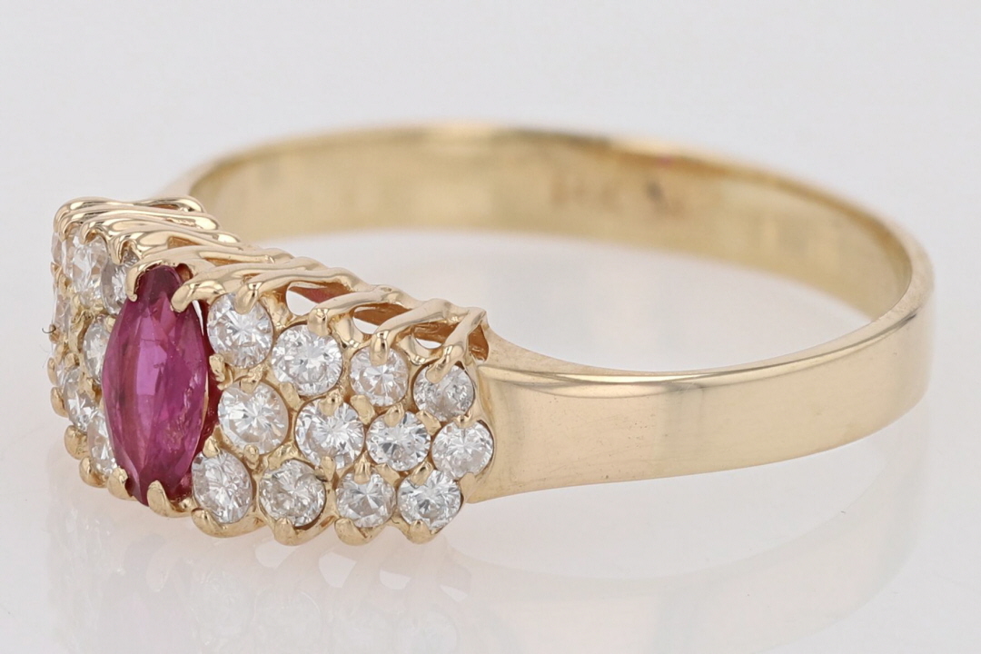 .55ctw Marquise Ruby with Diamond Accents Statement Ring 14k Yellow ...