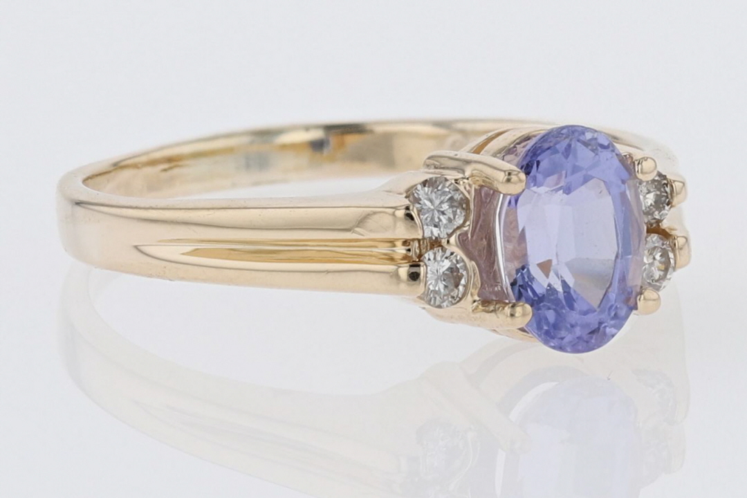 1.16ctw Oval Tanzanite w/ Diamond Accents Statement Ring 14k Yellow ...