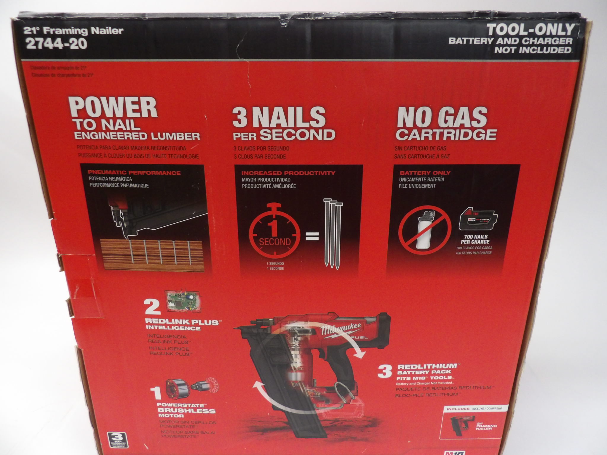 Milwaukee 274420 21 Degree Framing Nailer M18 Brushless Motor 0323