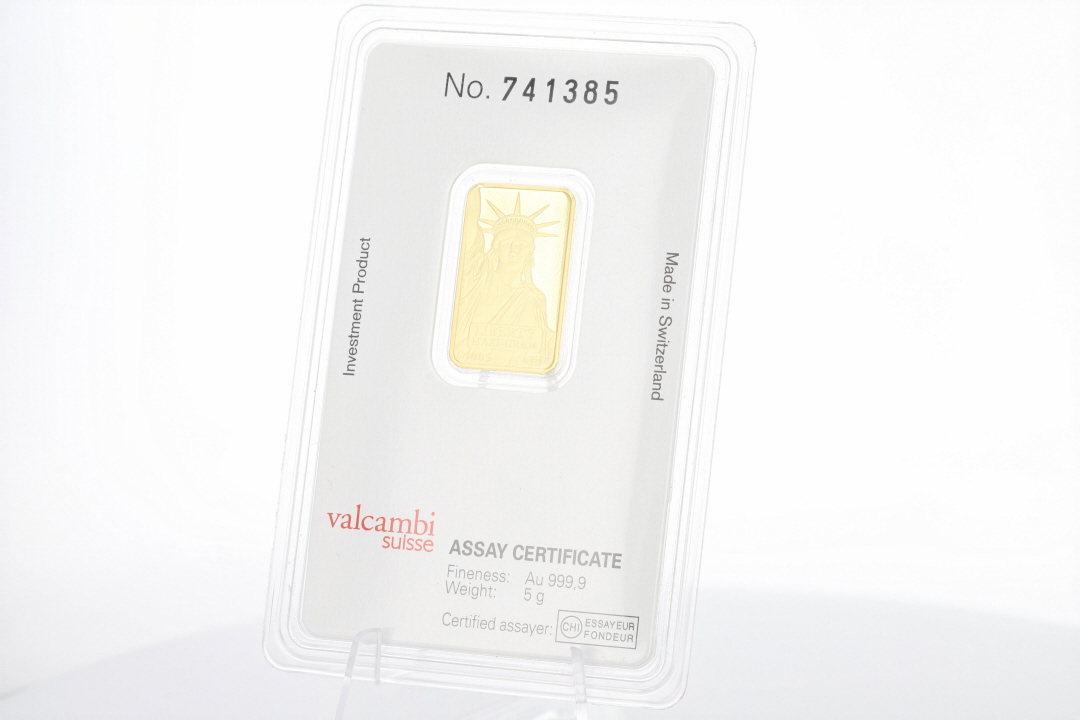 1985 Credit Suisse Valcambi 5 Gram .9999 Fine Gold Bar Liberty