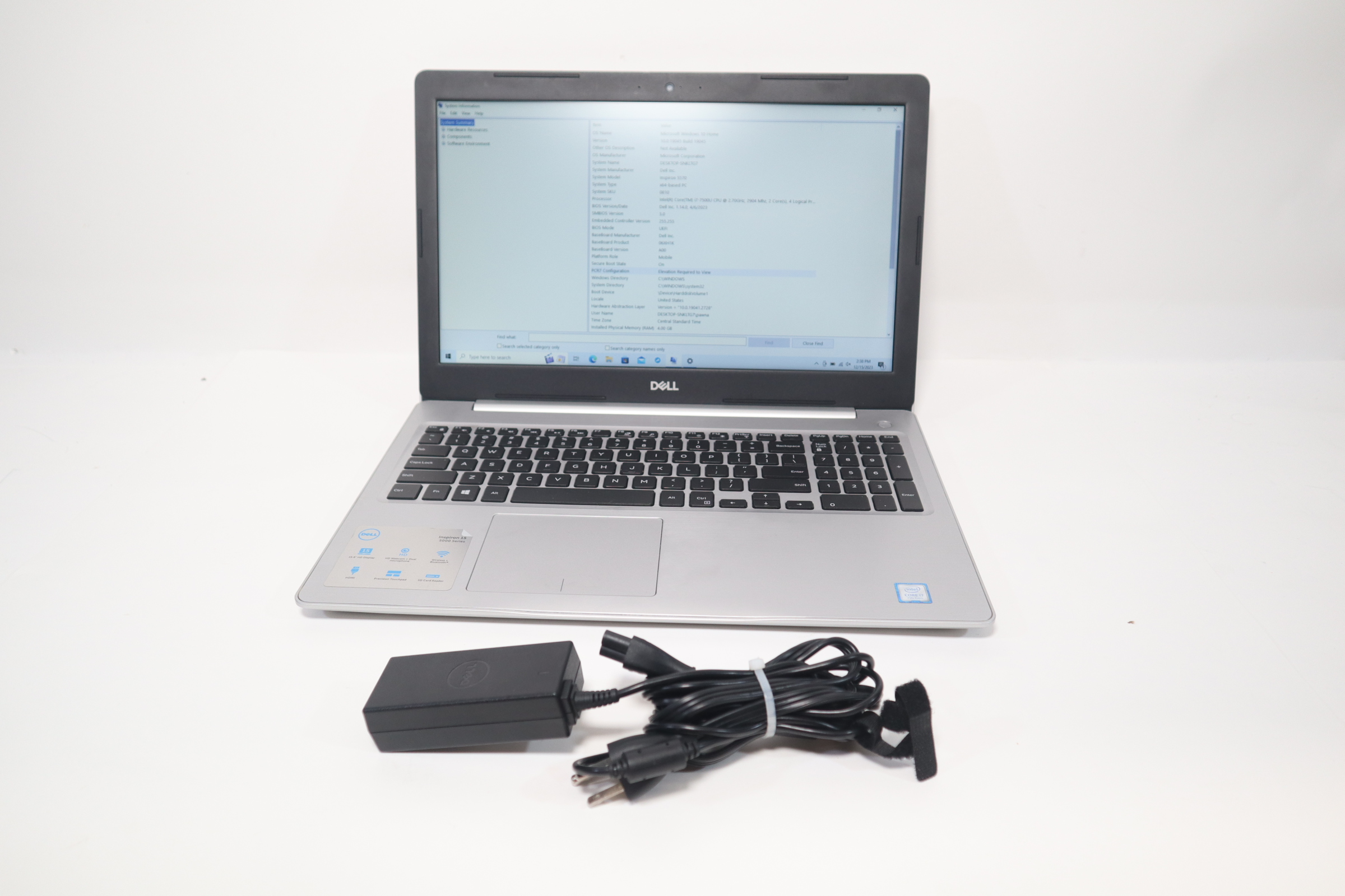 Dell Inspiron 15 5570 P75f Intel Core i7-7500U 2.7GHz 4GB RAM 1TB