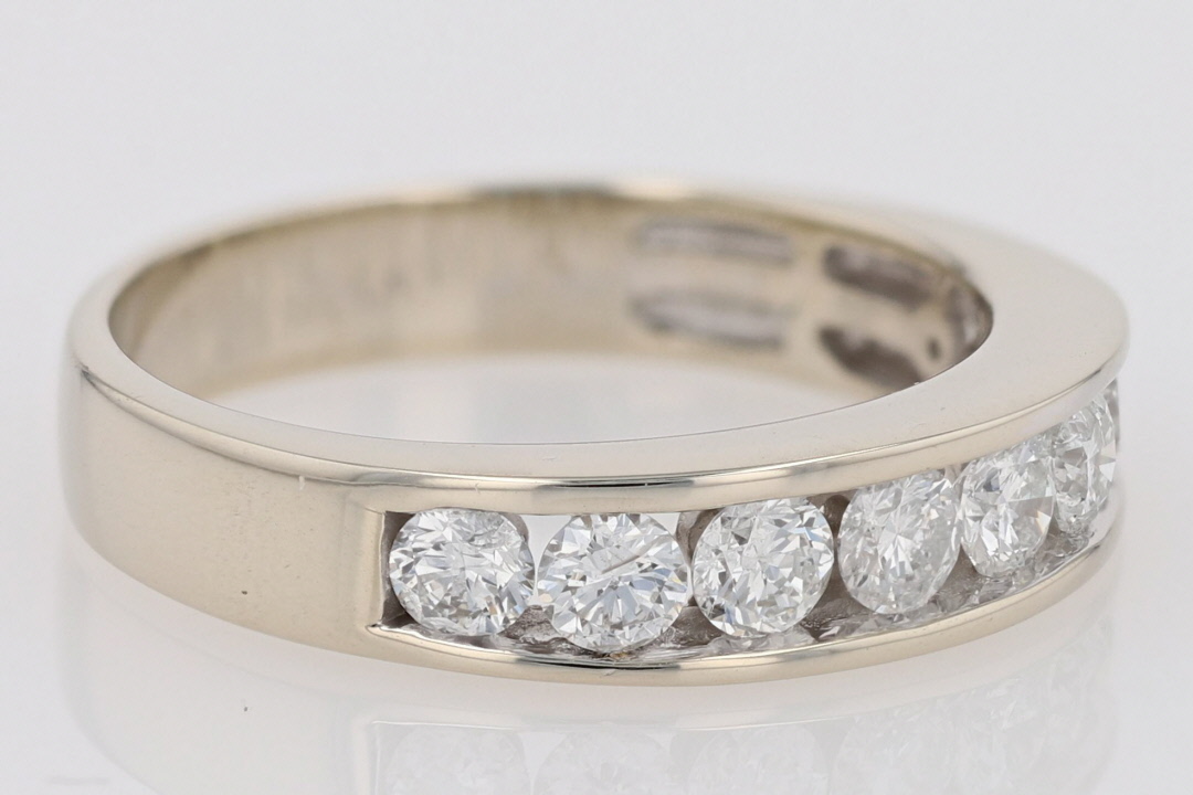 1.00ctw Round Cut Diamond Channel-Set Wedding Band Ring 14k White Gold ...