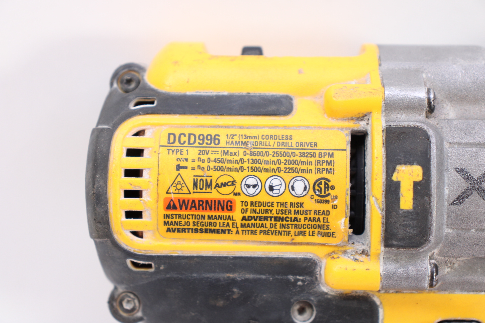 DeWalt DCD996 20V MAX XR Brushless 3-Speed 1/2