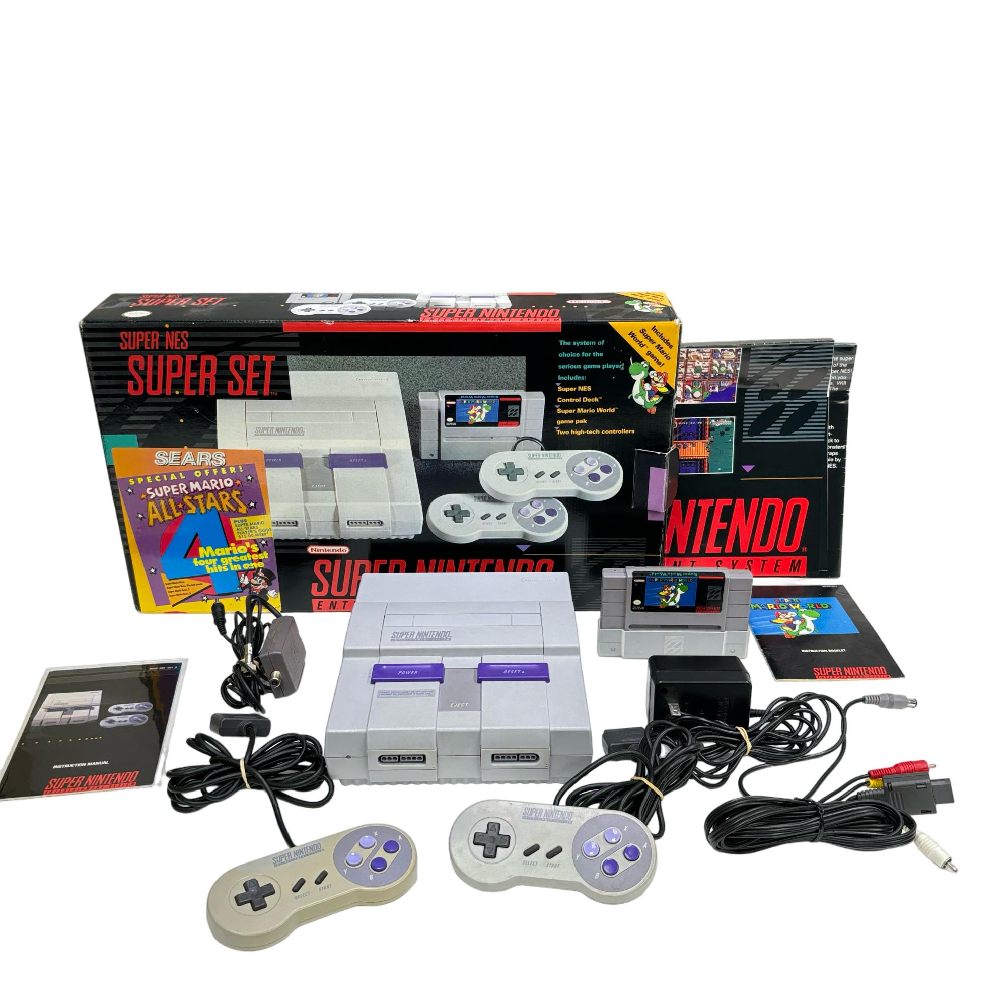 Super Nintendo entertainment outlet system sns-001 snes with super Mario 2 game combo