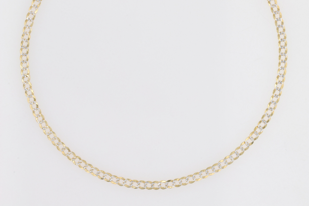 thumbnail image 2 of 18K Gold Filled Silver 2mm Diamond Cut Curb Link Chain Necklace - 50cm (Unisex) 2 of 6