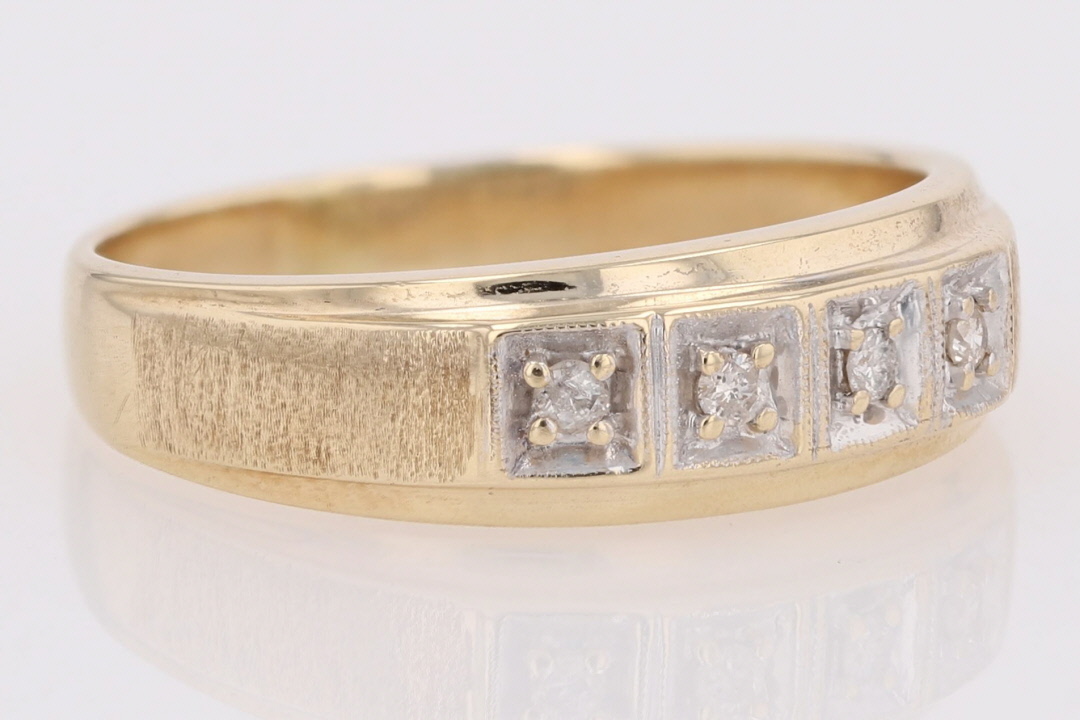 .05ctw Round Cut Diamond Prong Set Wedding Band Ring 14k Yellow Gold ...