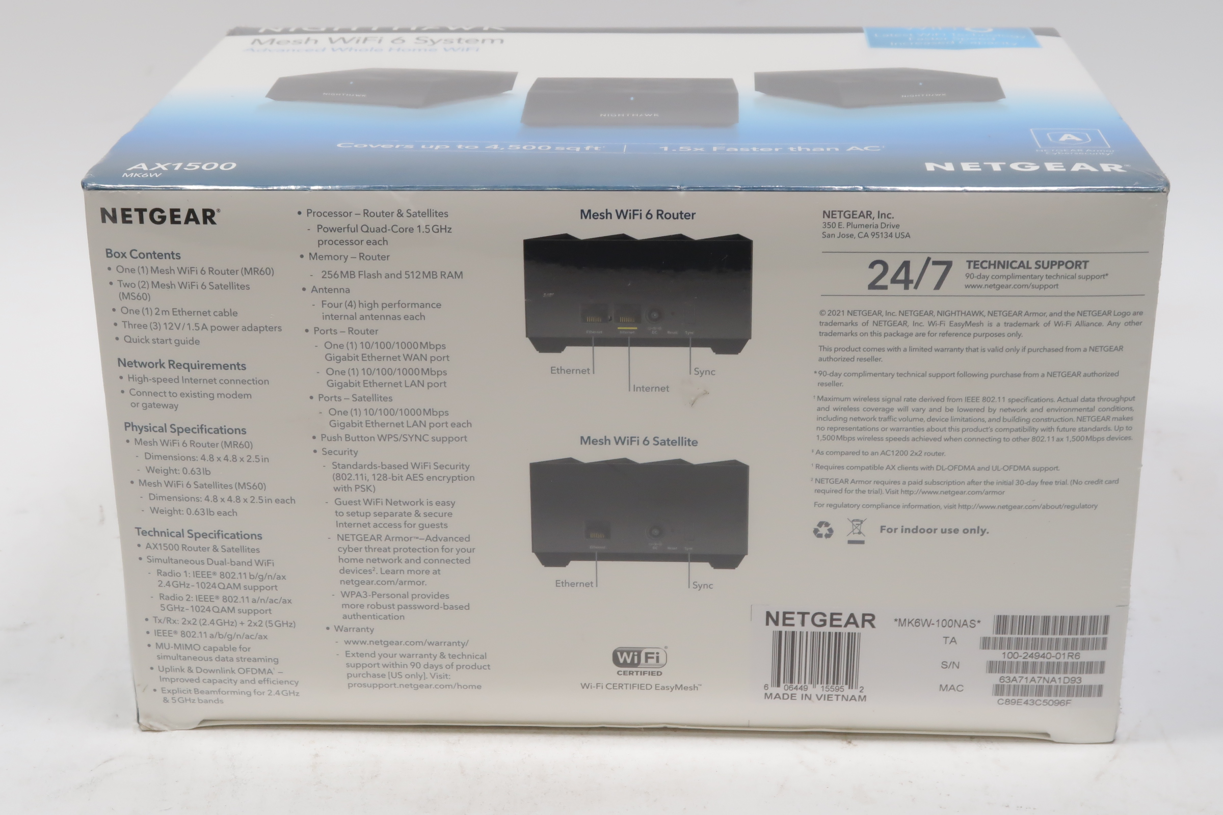 NetGear Nighthawk MK6W DualBand AX1500 WiFi 6 Mesh System