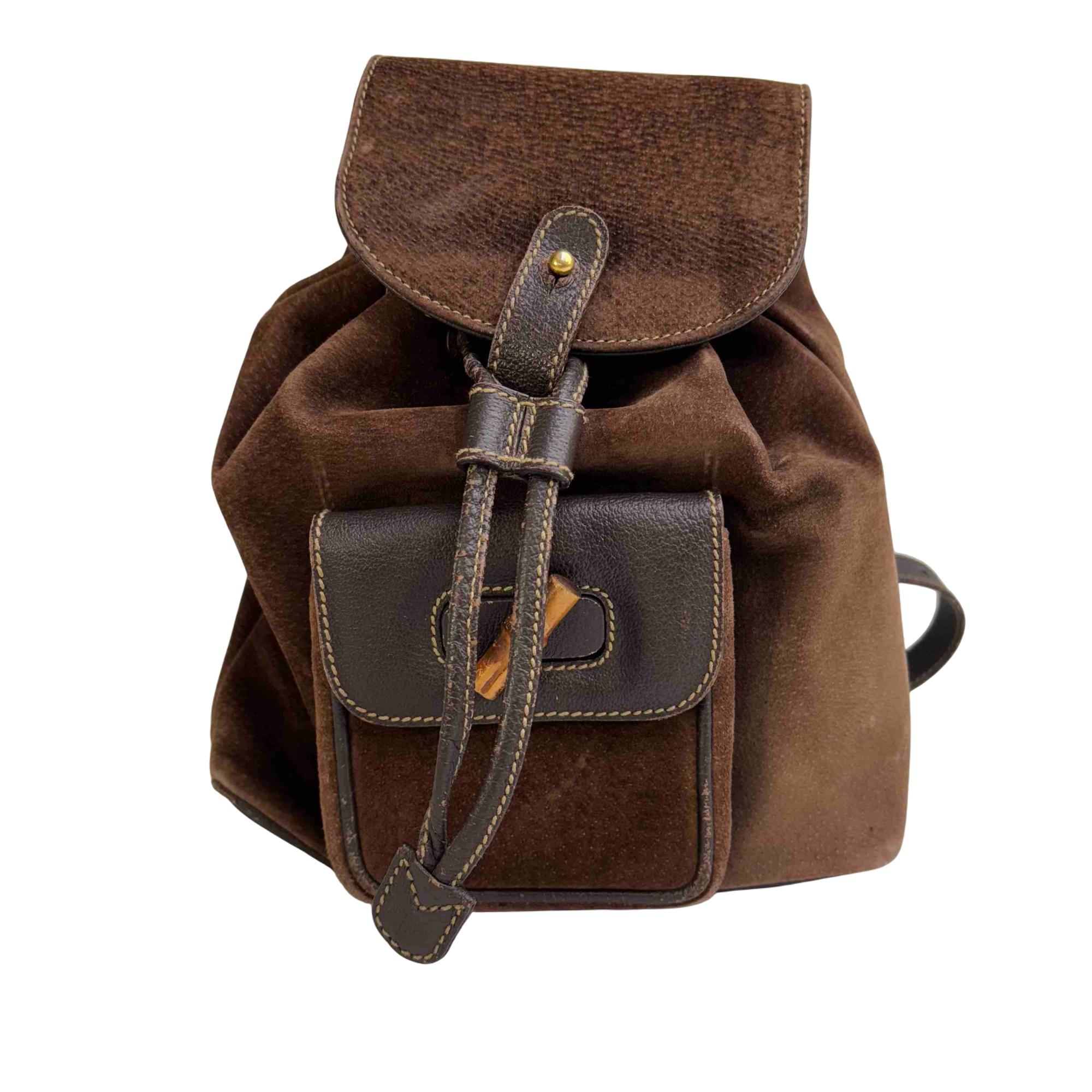 Gucci Brown Suede Leather Backpack Gucci Suede Bamboo Handle Backpack – Connect Japan Luxury main image 4