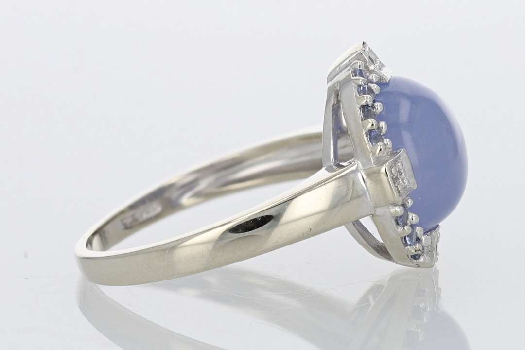 4.09ctw Iolite, Sapphire and Diamond Accent Statement Ring 14k White