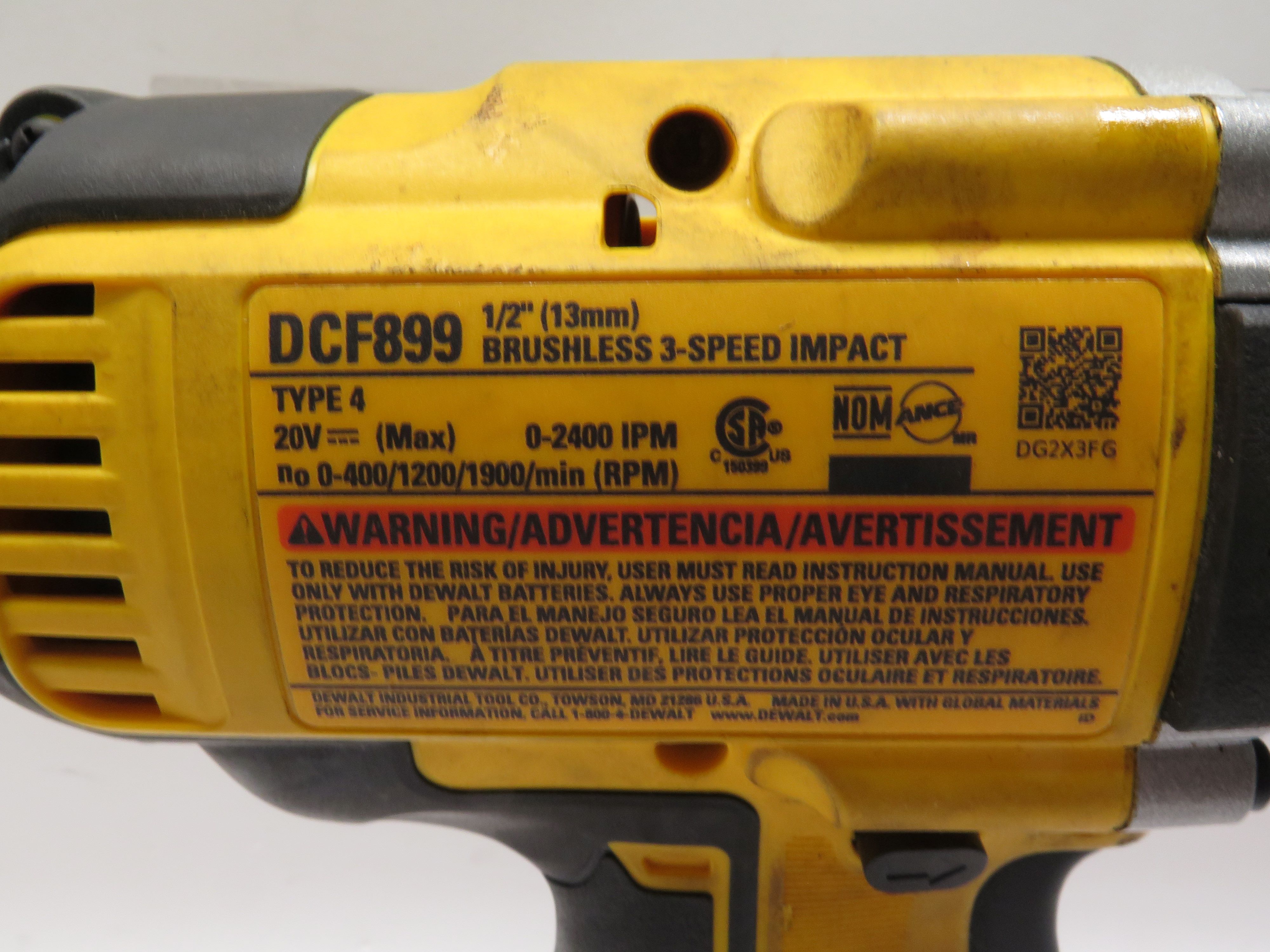 DeWalt DCF899 20V MAX XR Cordless Brushless 1/2" High Torque Impact