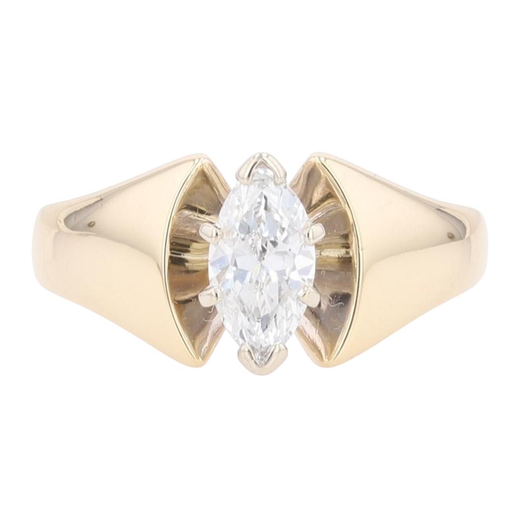 .60ct Marquise Cut Diamond Solitaire Engagement Ring 14k Yellow Gold Size 8