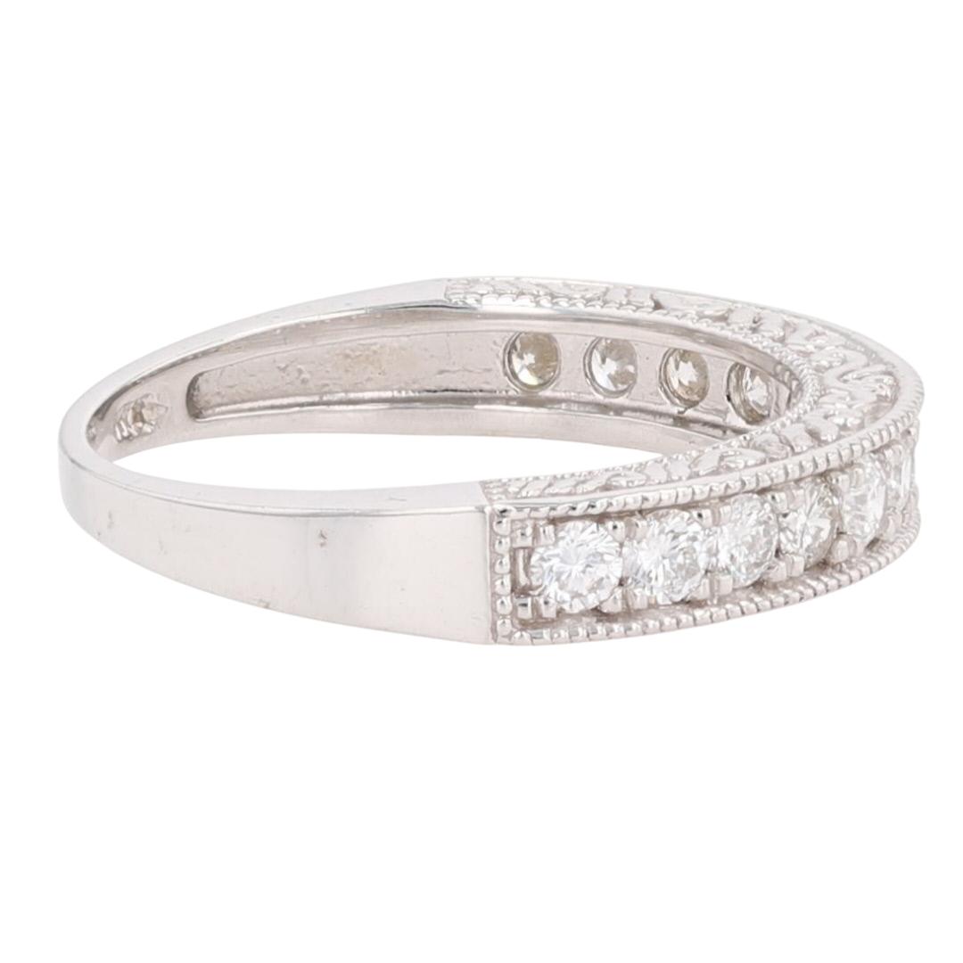 .44ctw Round Cut Diamond Ornate Wedding Band Ring 14k White Gold Size 5