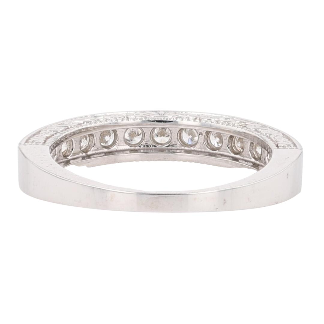 .44ctw Round Cut Diamond Ornate Wedding Band Ring 14k White Gold Size 5