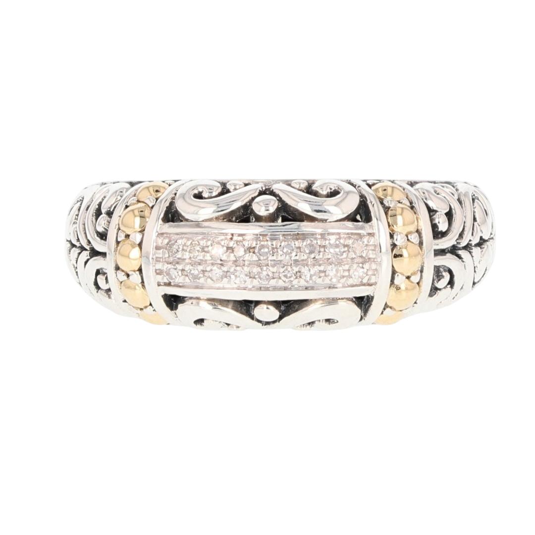 EFFY Balissima .07ctw Diamond Filigree Ring Sterling Silver & 18k