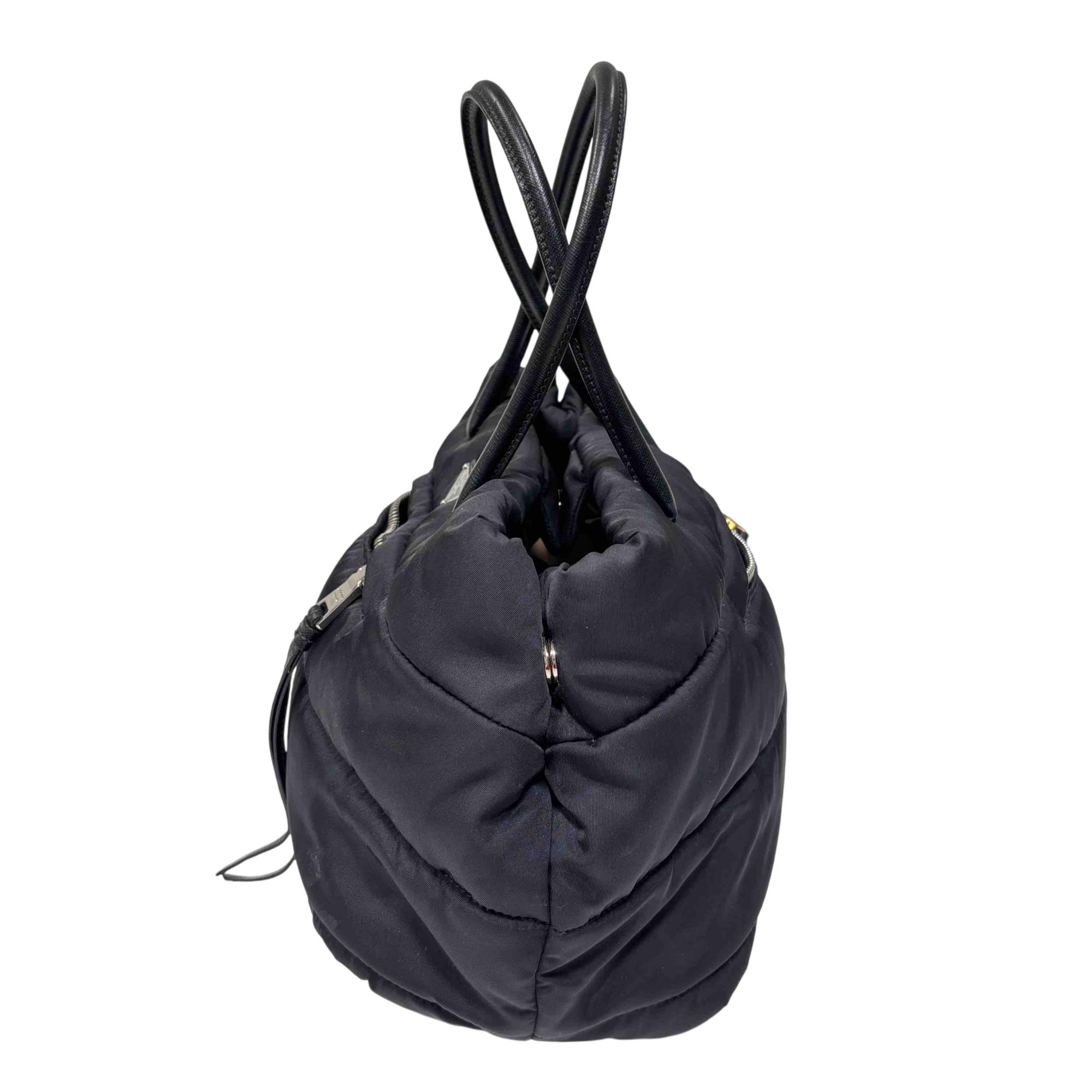 Prada Tessuto Bomber Nylon Puffer Tote Bag - Black