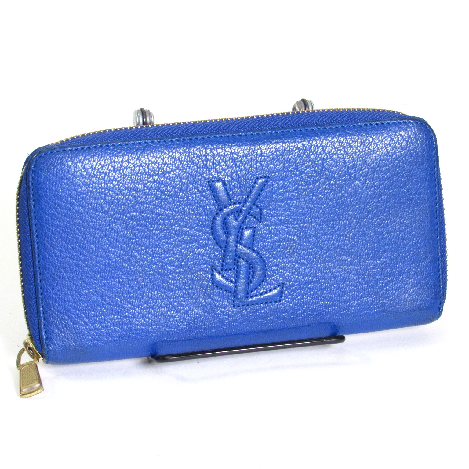 Bag Ysl Blue Wallet Yves Saint Laurent (YSL) Blue Leather Zip