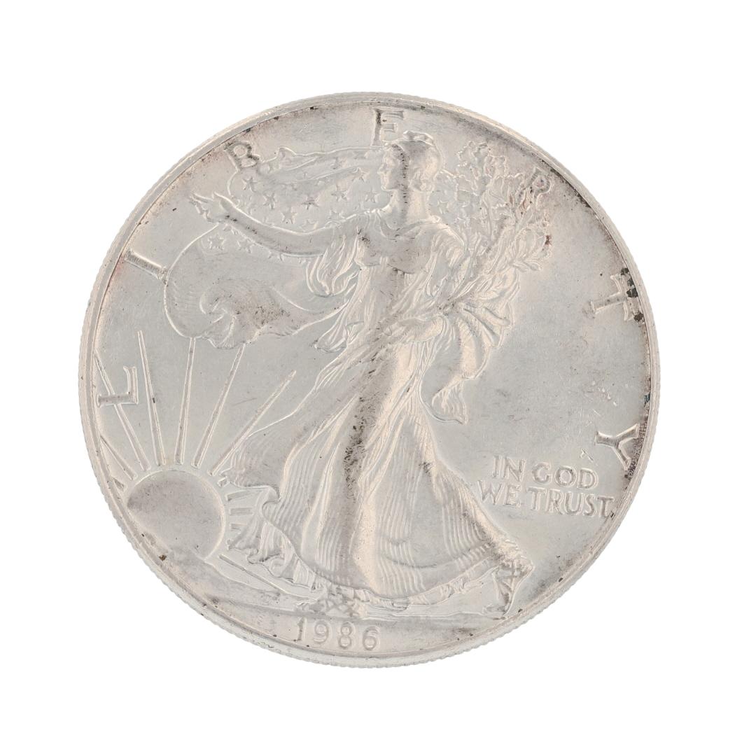 1986 $1 Silver Eagle Walking Liberty 1 oz .9993 Fine Silver Coin