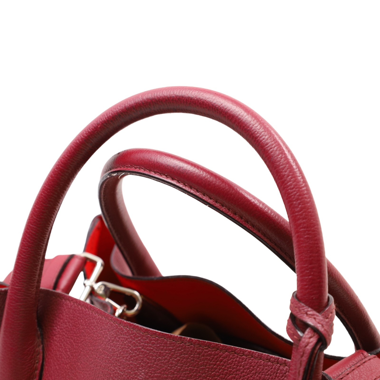 Christian Dior Supple Open Bar Grained Leather Tote Bag - Burgundy