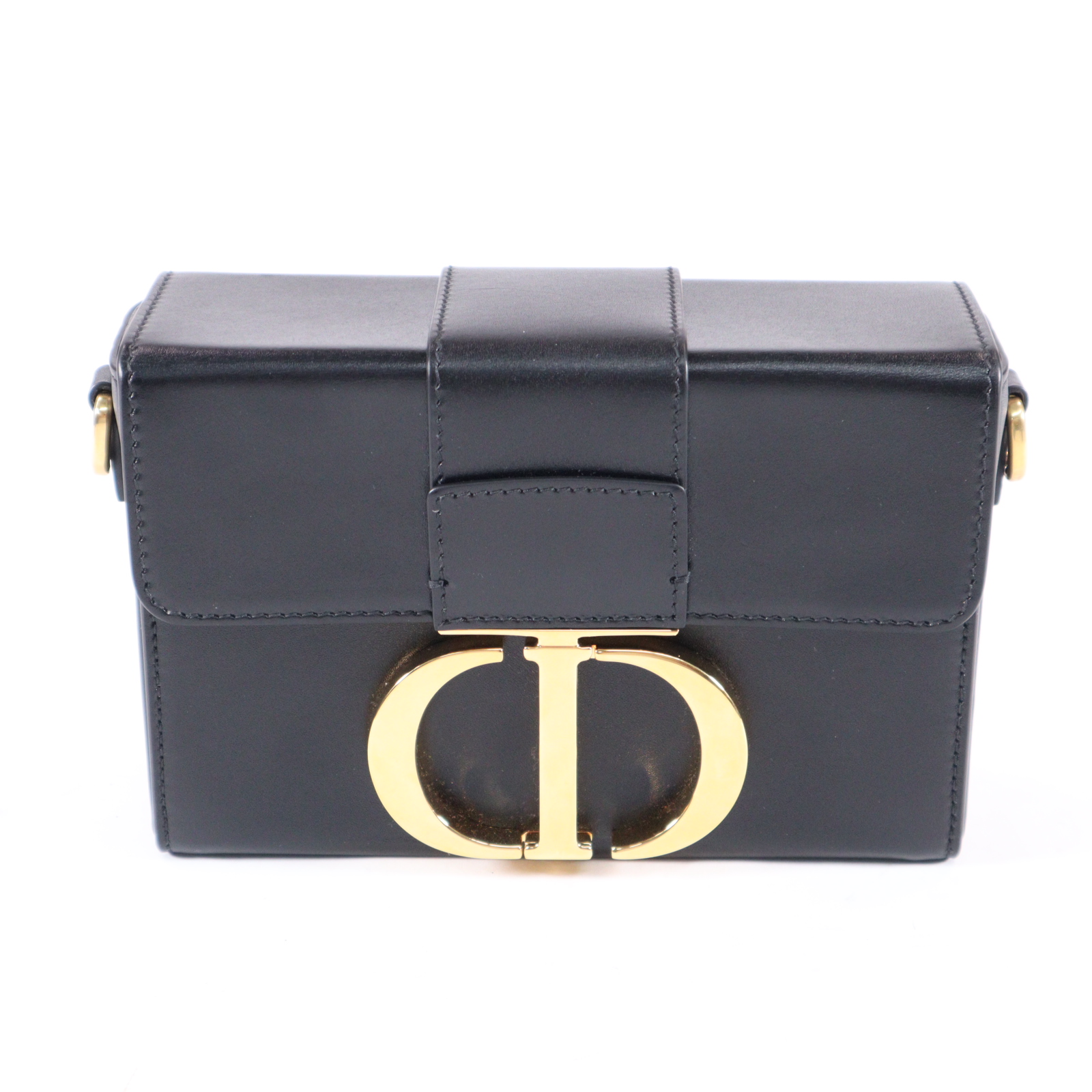 Christian Dior 30 Montaigne Black Calfskin Leather Box Bag