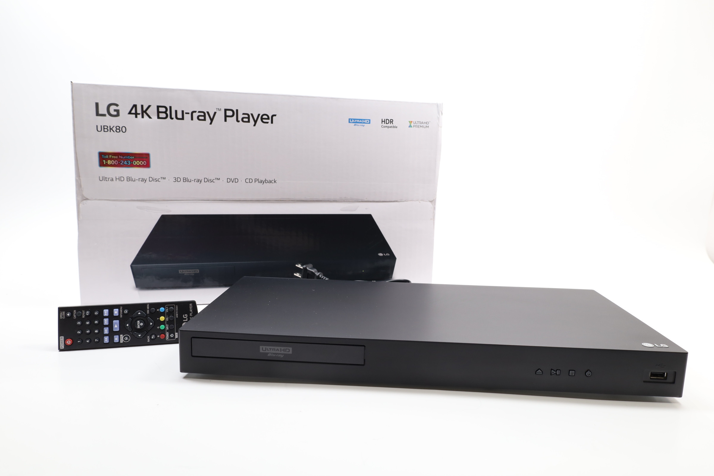 LG outlets UBK80 4K Ultra HD HDR Blu-ray & DVD Player + Remote