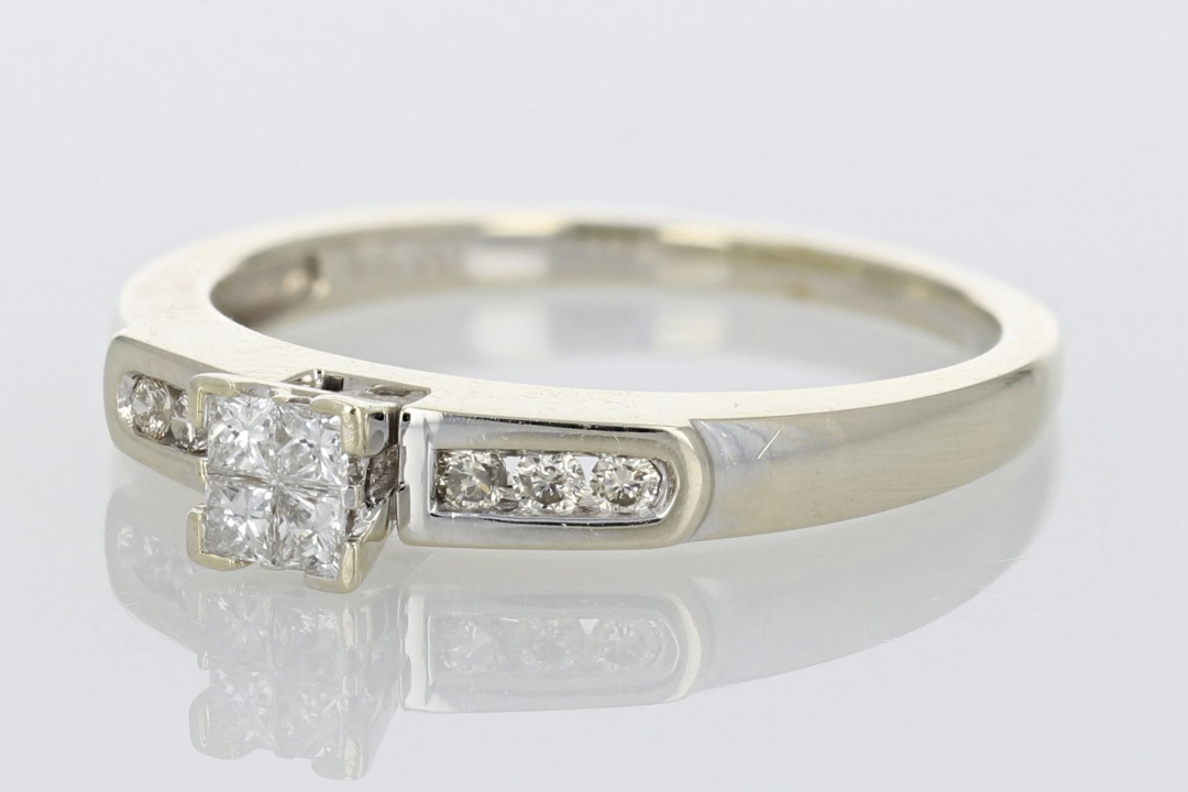 .24ctw Princess Cut Diamond Cluster Engagement Ring 14k White Gold Size ...