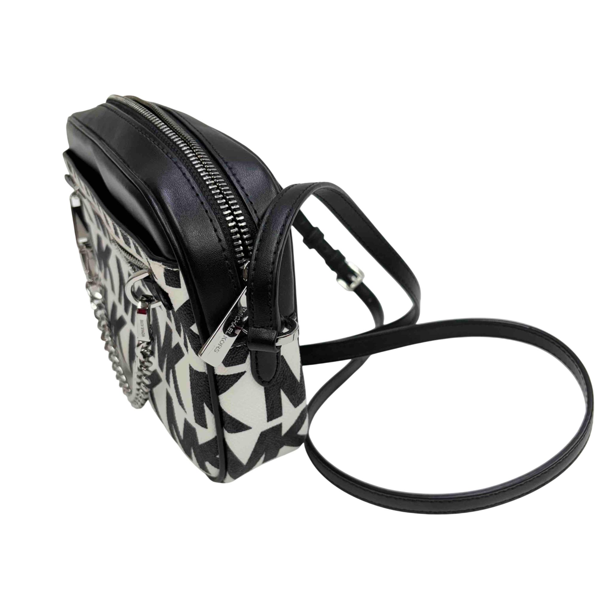 Michael Kors 35F1STTC7R Monogram Black and White Crossbody Bag