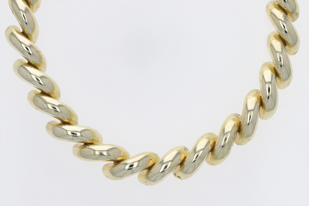 8.6mm San Marco Link Chain 17" Necklace 14k Yellow Gold Italy 46.18 Grams