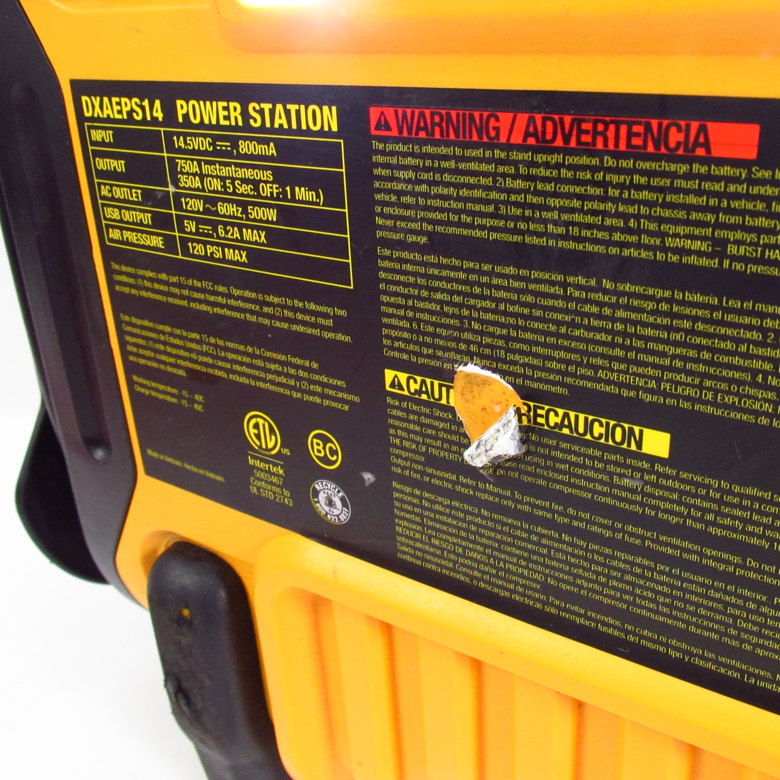 DeWalt DXAEPS14 Power Station Portable Car Air Compressor Jump Starter