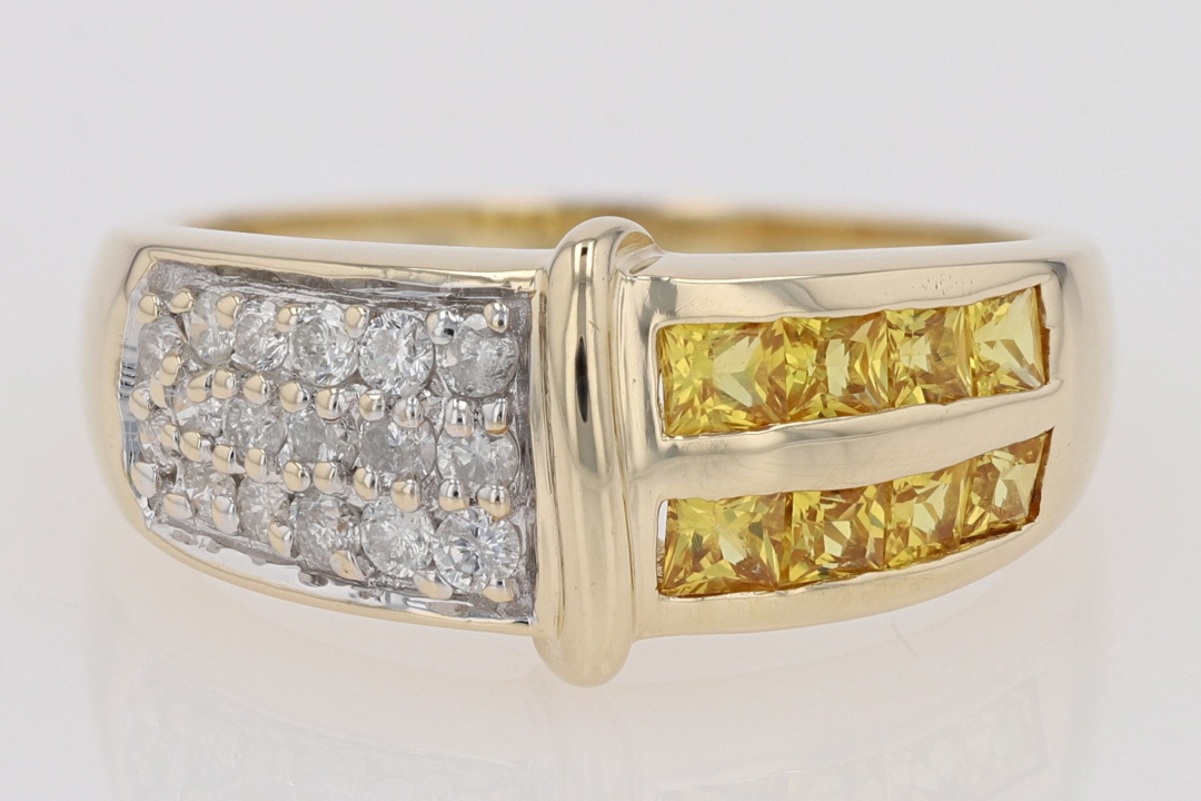 .75ctw Round Diamond & Yellow Sapphire Statement Ring 14k Yellow Gold