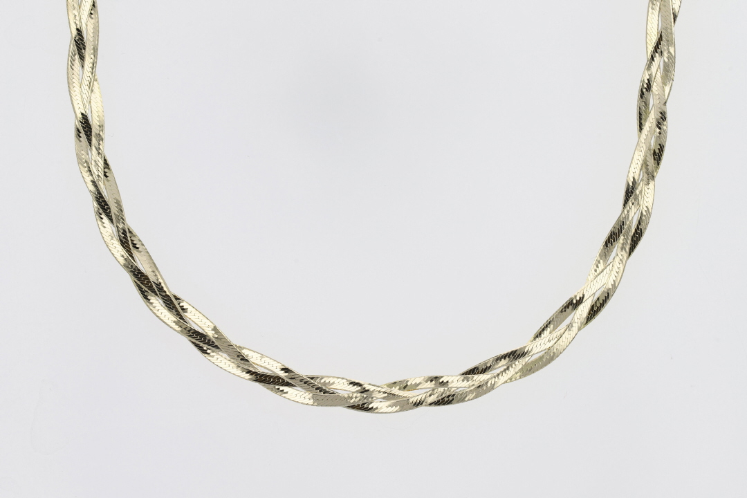 Vintage 14k Braided Herringbone Necklace – 23carat